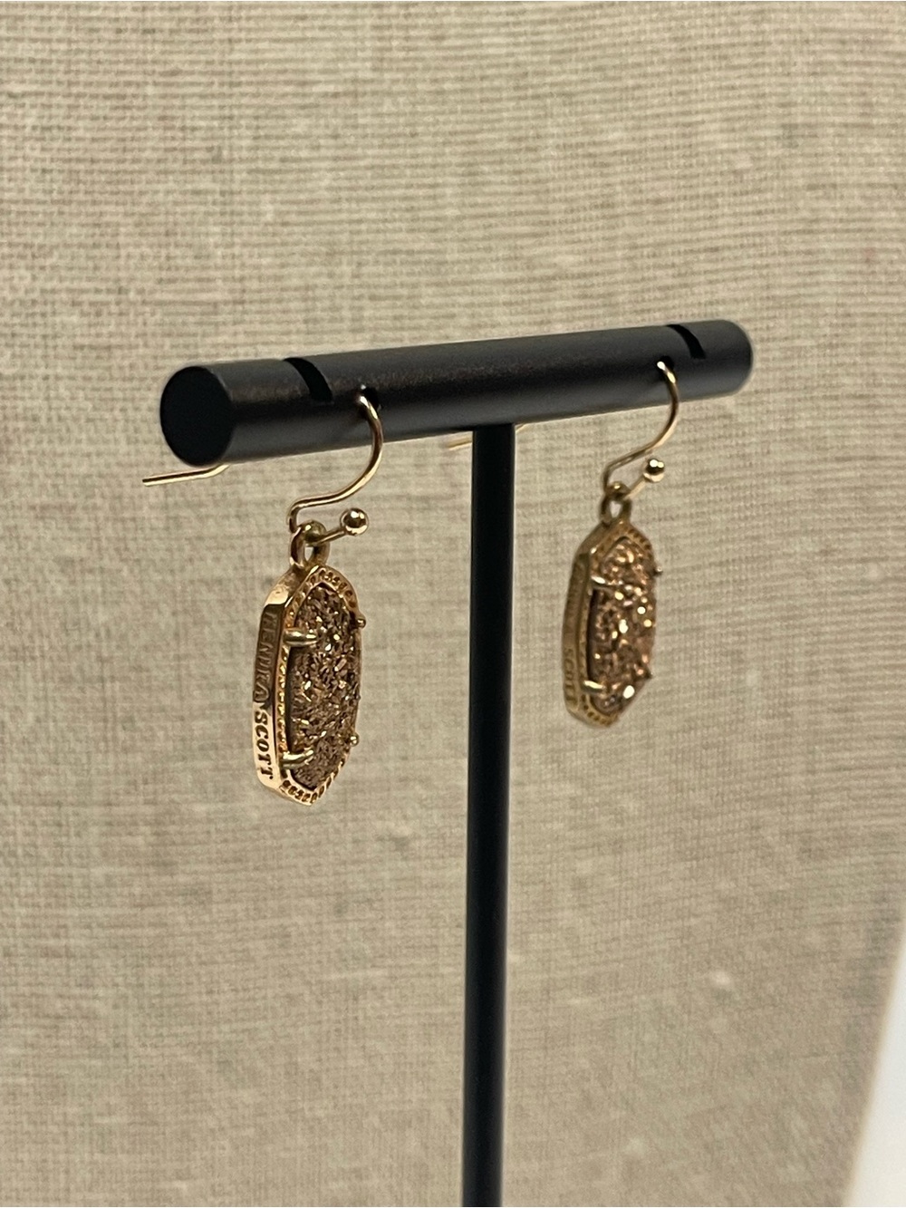 Kendra Scott Rose Gold Druzy Oval Drop Earrings - Picture 3 of 7
